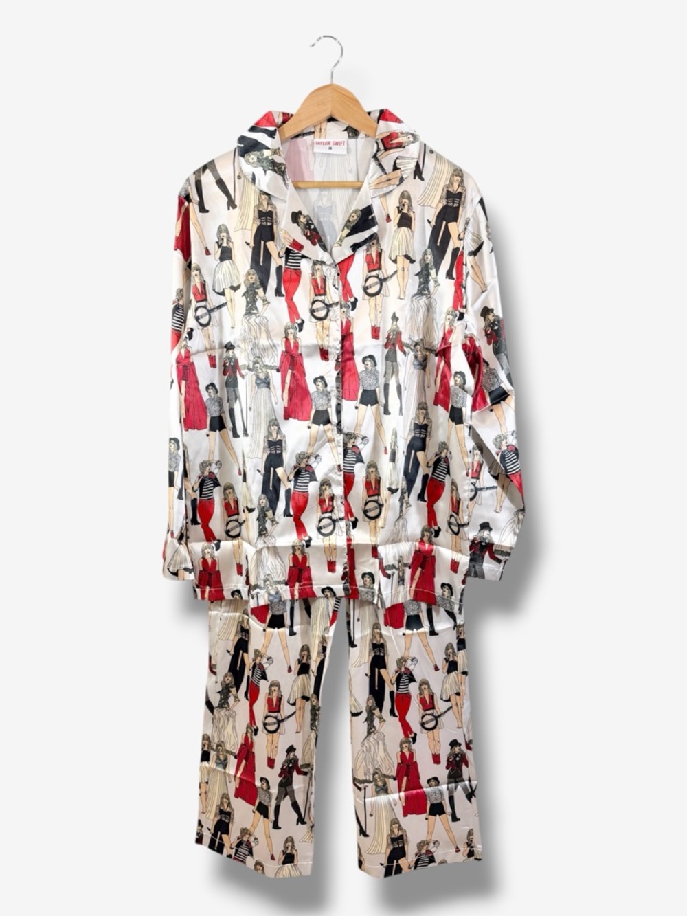 NEW Taylor Swift Red Eras Tour Pajama Set Size M Taylor’s Version Satin 2pc
